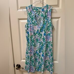 Lilly Pulitzer Green, Blue & Pink Floral Sleeveless V-Neck Mini Dress